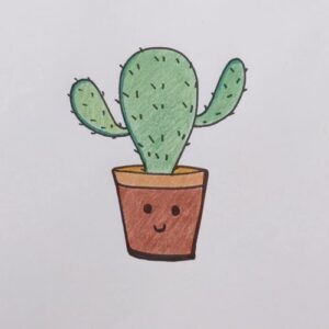 Cute Cactus Drawing- Complete