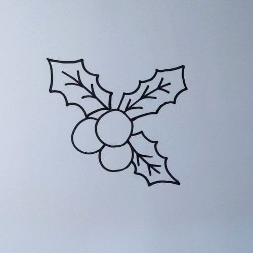 'Holly Leaves Drawing' Part 4 we finish the outline