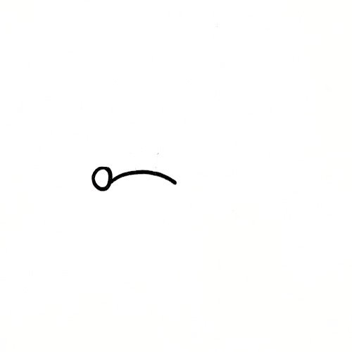 Mickey Mouse drawing step 1 showing the nose and smile outline