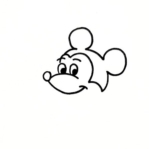Mickey Mouse drawing step 4 showing both round ears completed