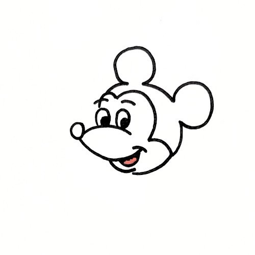 Mickey Mouse drawing step 6 adding the tongue inside the smile