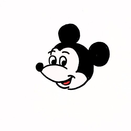 Finished Mickey Mouse drawing for kids with completed colors