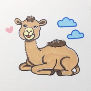 Finished-camel-drawing-colored-for-kids
