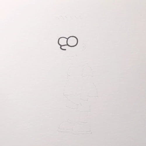 Bart Simpson drawing step 1 – Bart Simpson eyes and nose outline for kids