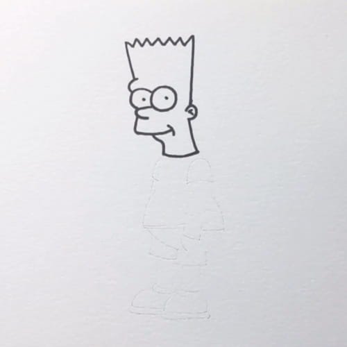 Bart Simpson drawing step 3 – Bart Simpson head spikes ear and neck outline