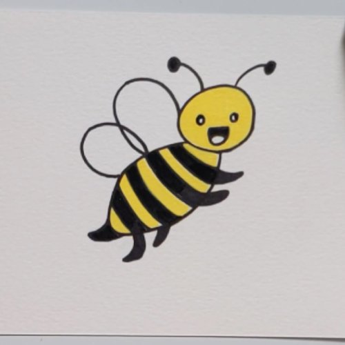 Bee drawing with colored wings and body