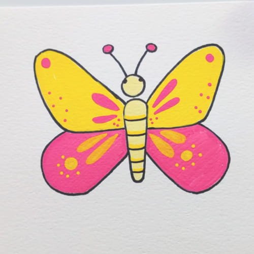 Finished cute butterfly drawing for kids