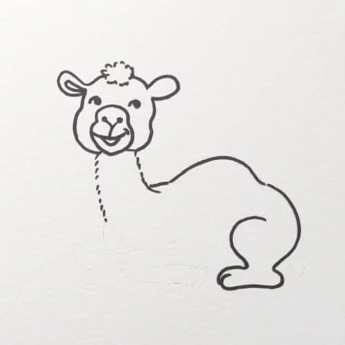 Camel drawing with face details and body completed