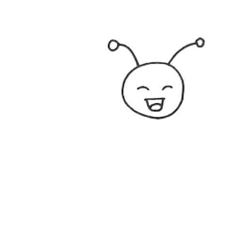 Cute grasshopper drawing smiling face details