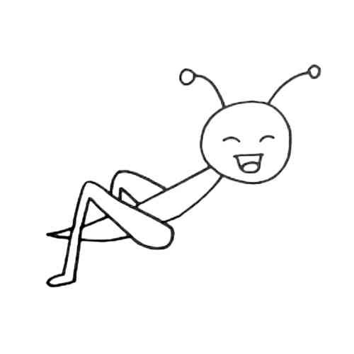 Cute grasshopper drawing neck and upper body