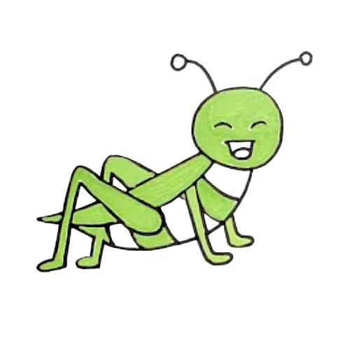 Cute grasshopper drawing large jumping legs