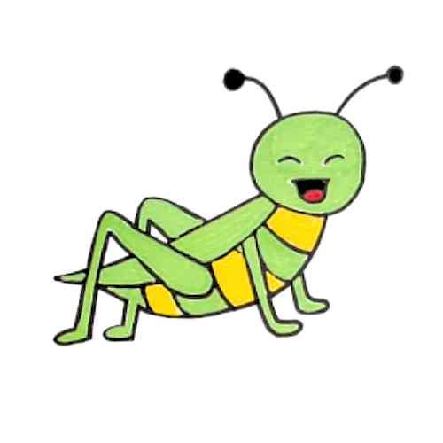 Cute grasshopper drawing complete outline