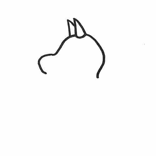 Dragon drawing head and horns outline