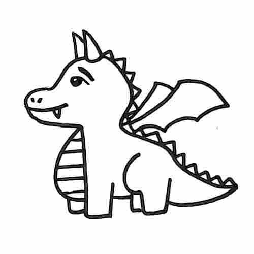 Dragon drawing with large wing outline