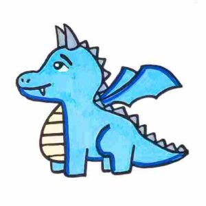 Finished cute dragon drawing for kids