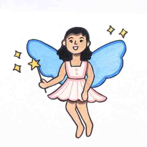 Finished fairy drawing for kids