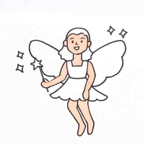 Fairy drawing wings and sparkling stars