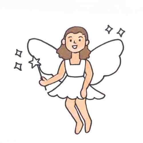 Fairy drawing with colored skin and hair