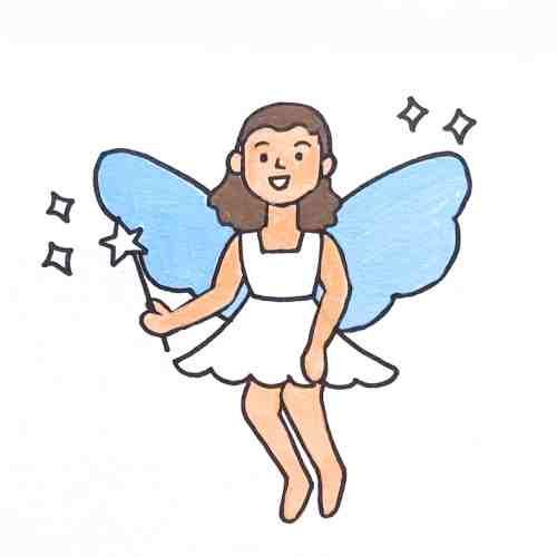 Fairy drawing blue fairy wings coloring