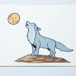 Wolf drawing step 8 – wolf drawing colored in soft grey-blue shades