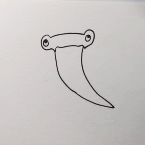 Hammerhead shark drawing step 4 – hammerhead shark drawing with full body and tail outline