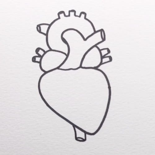 Heart drawing for kids finished line drawing