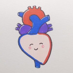 Finished Heart Drawing for Kids with a cute smiling face and bright colors