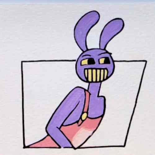Jax drawing with colored overalls and eyes