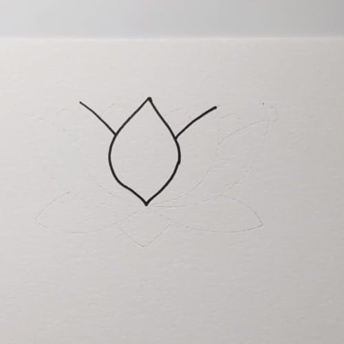 Lotus drawing center petal outline for kids