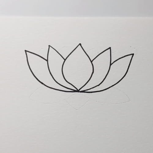 Lotus drawing with outer petals on both sides