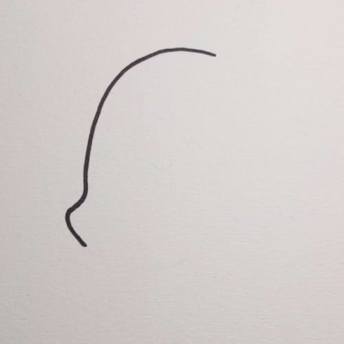 Mango drawing first curved outline for kids