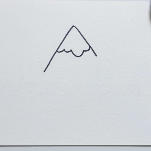 Mountain drawing with snow cap on the first mountain