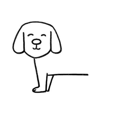 Puppy drawing facial features and front leg