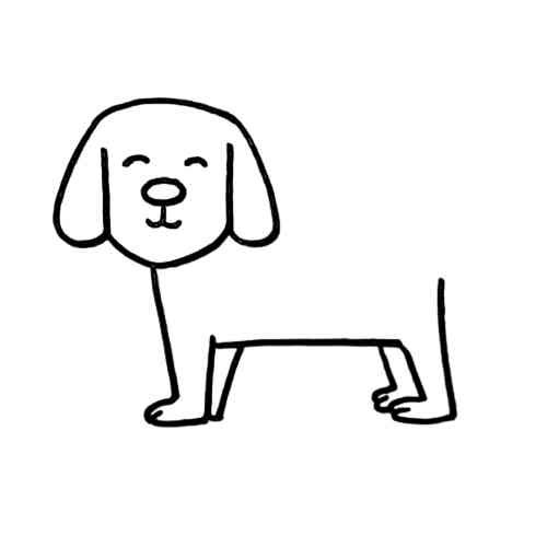 Puppy drawing body line and back leg