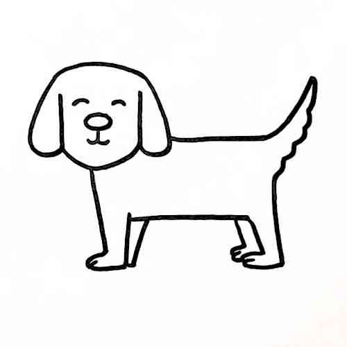 Puppy drawing complete body and tail