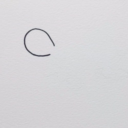 Step 1 of how to draw a sea turtle showing the head and shell outline for a simple sea turtle drawing