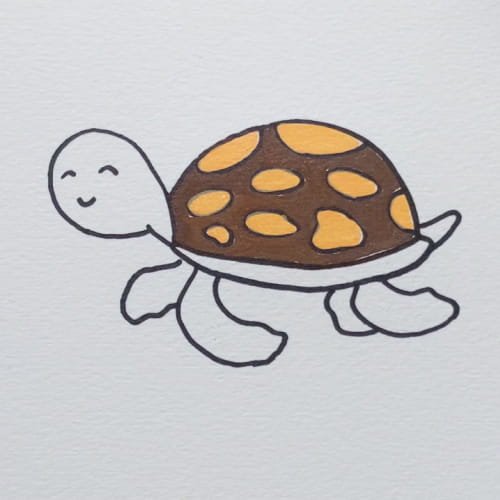 Sea turtle drawing shell pattern details