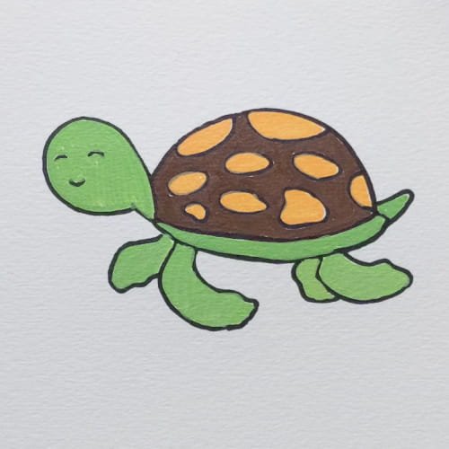 Sea turtle drawing shell coloring step