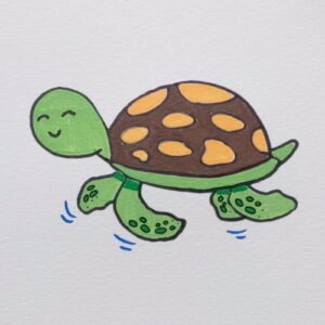 Easy how to draw a sea turtle tutorial for kids with simple step by step drawing instructions