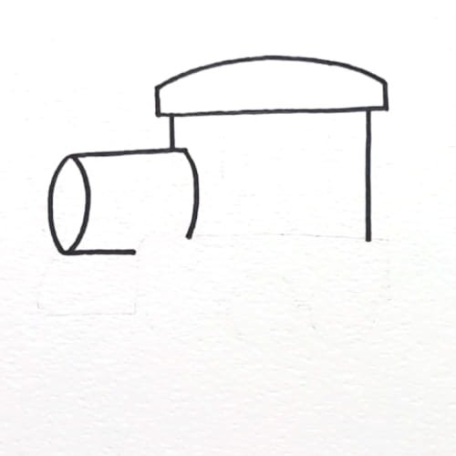 Train drawing roof and cabin outline