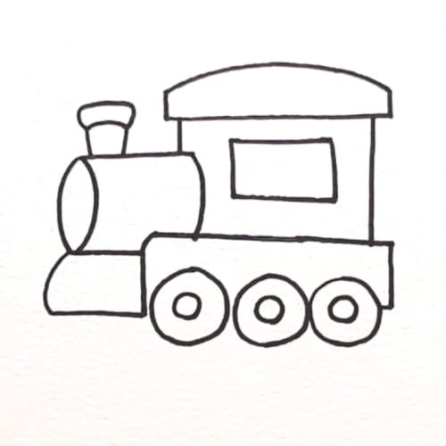 Train drawing with wheels chimney and window