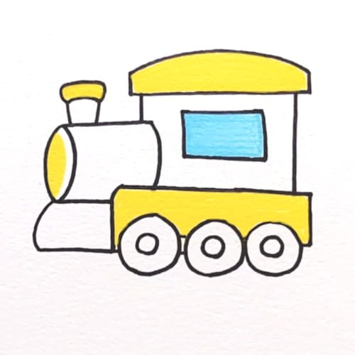 Train drawing with yellow color details