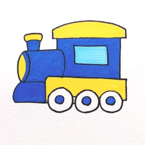 Train drawing blue and yellow coloring