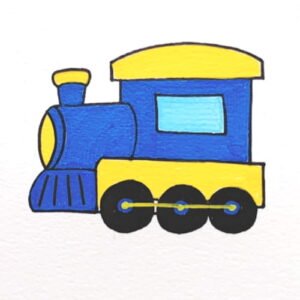 Finished colorful train drawing for kids