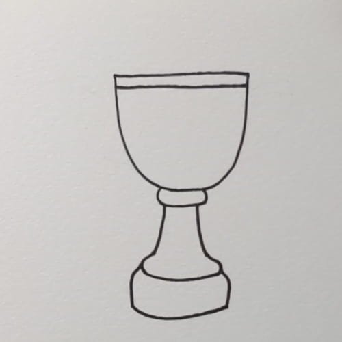  Trophy drawing step 3 – trophy drawing with neck and base added