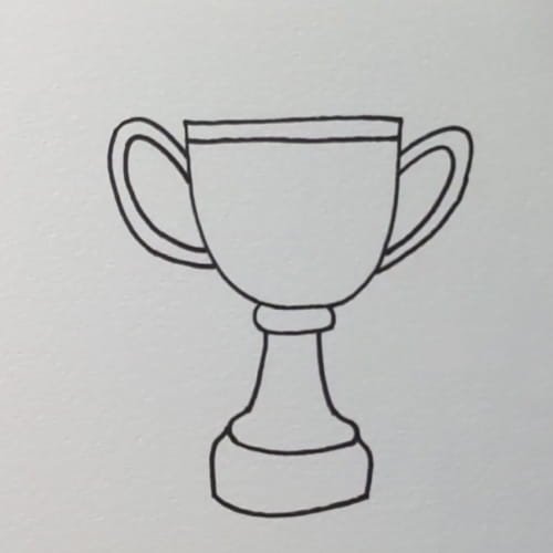 Trophy drawing step 4 – trophy drawing with full stand and base outline