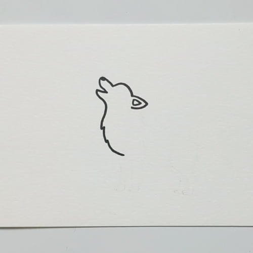 Wolf drawing step 3 – wolf drawing with open mouth and furry neck outline