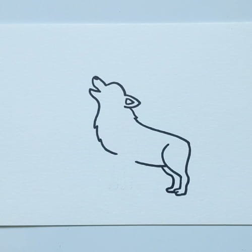 Wolf drawing step 5 – wolf drawing with body curve and hind legs added