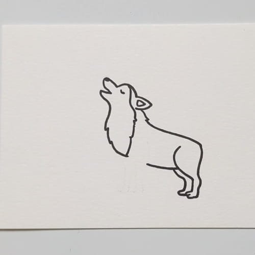 Wolf drawing step 6 – wolf drawing outline completed with legs and tail