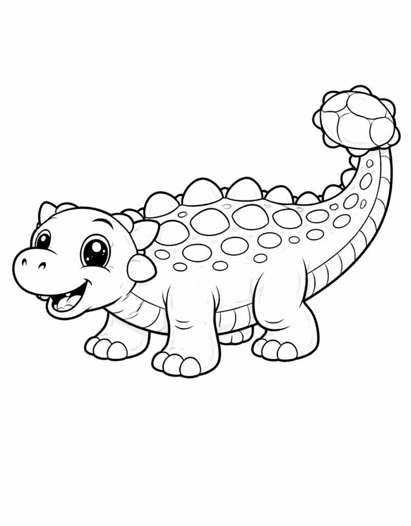 cute baby stegosaurus dinosaur coloring page for kids